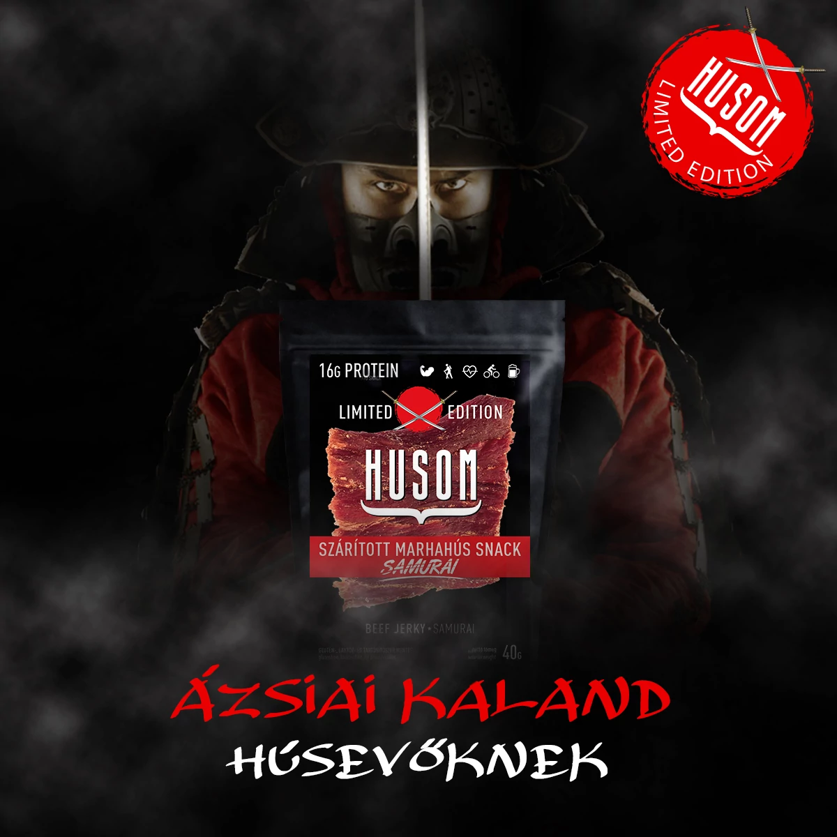 HUSOM szárított marhahús snack Samurai 40g