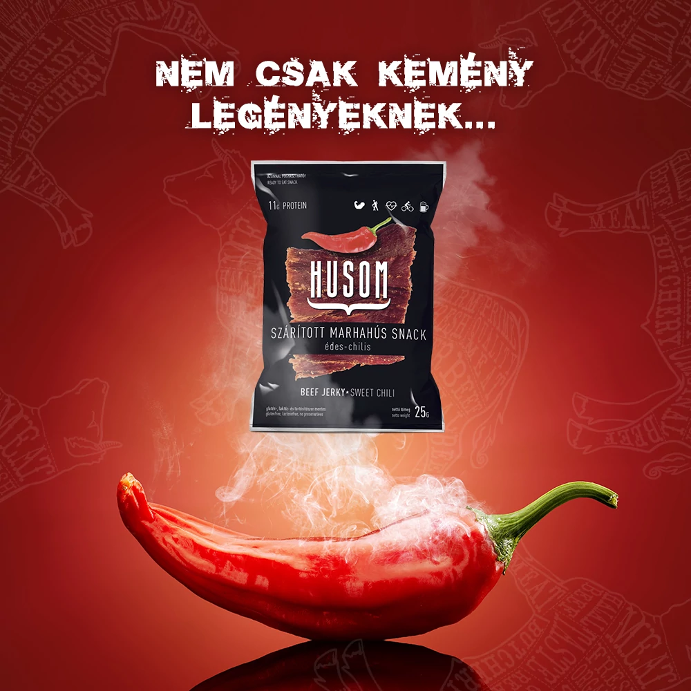 HUSOM szárított marhahús snack Édes-chili 40g